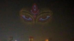 মহাজাগতিক দৃশ্য কলকাতার আকাশে! ৩০০০ ড্রোনে জীবন্ত হয়ে উঠলেন মা দুর্গা, ইডেনের রূপ দেখে স্তম্ভিত বিশ্ববাসী!